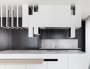 Mueble de Bar para Restaurante Blanco y Elegante con un Mueble <span class=keywords><strong>Colgante</strong></span> de Forma Única y una Mesa de Comedor Plegable - Product Image 5
