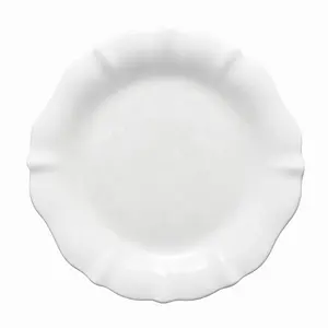 Platos de cena de porcelana blanca con relieve, vajilla de porcelana china floral de cerámica con bonito patrón
