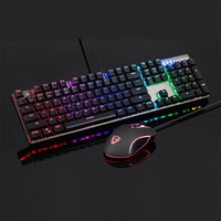 Clavier et souris de jeu mécanique Combo RGB rétroéclairé Claviers fil Souris pour PC Gamer Ordinateur Portable