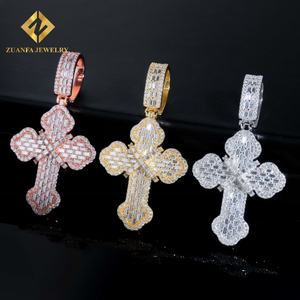 Productos de Tendencia 2025, Colección de Colgantes de Cruz con Moissanita de Color, Colgante Hip Hop con Incrustaciones, Joyería Religiosa - Product Image 1