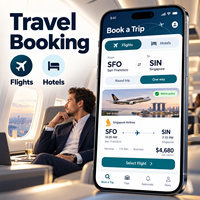 Développement d'applications de voyage d'affaires pour entreprises, pour iOS et Android, avec flux de travail d'approbation des réservations de voyage LionCreate