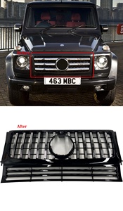 Noir brillant W463 OE mise à niveau GT Style calandre avant pour <span class=keywords><strong>Mercedes</strong></span> Benz classe G G350 G500 G550 modèles année 2005-2018 - Product Image 6