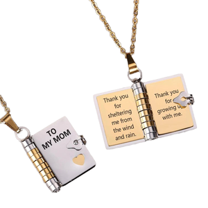 Collier en acier inoxydable sportif unisexe pour couple <span class=keywords><strong>avec</strong></span> diamant, gravure DIY, ouverture et fermeture, album <span class=keywords><strong>photo</strong></span>, lettre d'amour, cadeau en bambou - Product Image 1