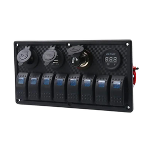 แผงสวิตช์โยกแบบมีไฟแสดงสถานะ Yuhe 8 ช่อง เปิด-ปิด พร้อมไฟ LED คู่ 12V ช่องเสียบไฟกันน้ำ 5V 3.1A พร้อมโวลต์มิเตอร์ในตัว สำหรับเรือ - Product Image 4