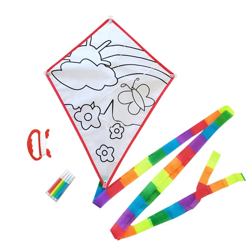 HONESTREE Kostenlose Probe Großhandel Custom 6 Farben Acrylfarbe DIY Diamant geformte Kinder geschenk Polyester Flying Kite