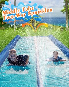 Tobogán Acuático Doble Azul con Aspersor y Protección de Doble Línea para Niños y Adultos, Diversión en el Patio Trasero - Product Image 6