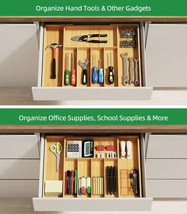 ZC özel genişletilebilir bambu çatal bıçak kabı organizatör depolama tepsisi çekmece organizatör mutfak eşyaları için - Product Image 4