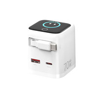 Chargeur rapide Powereric PD70W GaN 1A+2C, pliable, prise US, chargeur multi-appareils compact, coque en PC ignifuge pour téléphone, ordinateur portable, tablette