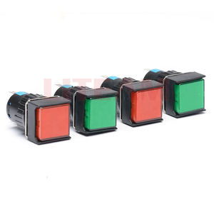 Venta al por mayor 16mm agujero de montaje cuadrado/Rond/rectángulo interruptor de botón de cabeza alta botón cuadrado de enganche momentáneo con luz LED - Product Image 1