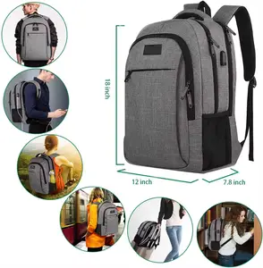 Özel Logo anti-hırsızlık seyahat su geçirmez iş okul çantaları sırt çantası Laptop sırt çantası ile USB sırt çantası