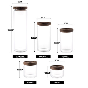 Tarro para especias con tapa de madera, vidrio borosilicato transparente, almacenamiento hermético para té, café, frutas secas, granos, hierbas - Product Image 5