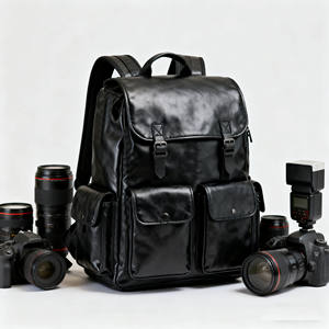 Рюкзак для фотокамеры DSLR из винтажной веганской кожи от производителя OEM, с большой мягкой подкладкой, для уличных фотографов, походов и повседневных прогулок - Product Image 6