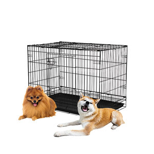 Cage pliante pliante pour chien, 24 pouces, motif solide, cage noire pour chien, cage pliante en métal - Product Image 4