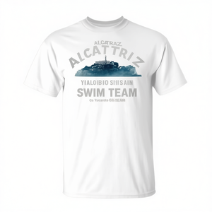 Camiseta del Equipo de Natación Alcatraz, Blanca, Unisex, Adulto, Cuello Redondo, Manga Corta, Impresión Digital, Deportes y Juegos - Product Image 2