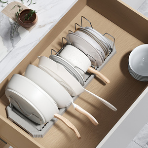 Telescopic Dish <b>Rack</b> Expandable Cookware Storage <b>Rack</b> For Kitchen Countertop <b>Plate</b> Pot Lid Organizer - Product Image 2