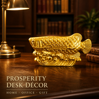 Statue Feng Shui Arowana Poisson Dragon Ornement Sculpture de Richesse avec Pièces Chinoises Porte-Bonheur Décoration de Bureau et de Maison en Alliage de Zinc Rond Dunyi