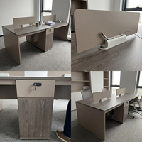 Poste de travail modulaire industriel moderne pour 2 personnes, bureau double pour le personnel avec armoires centrales intégrées et assemblage facile