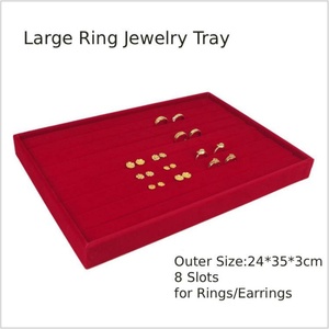 Red Velvet Gold Jewelry Display Tray for Earrings Necklace Pendant <b>Ring</b> <b>Watch</b> Bracelet Display Trays for Gold Jewelry - Product Image 2