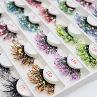 Cils en volume russe lumineux avec paillettes colorées, vente en gros, best-seller, avec boîtes à cils vides
