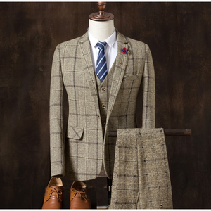 <span class=keywords><strong>Traje</strong></span> de <span class=keywords><strong>3</strong></span> <span class=keywords><strong>Piezas</strong></span> de <span class=keywords><strong>Tweed</strong></span> <span class=keywords><strong>a</strong></span> <span class=keywords><strong>Cuadros</strong></span> Vintage para Hombre, Blazer con Solapa de Muesca, Chaleco y Pantalones, Conjunto Formal para Boda - Product Image 5