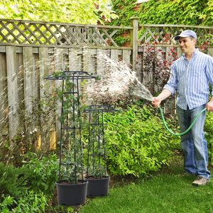 Support de plante d'extérieur, cadre pour fleurs, cadre pour roses grimpantes, cadre vert à anneau unique, poteau de soutien, treillis en forme de parapluie de jardin - Product Image 5
