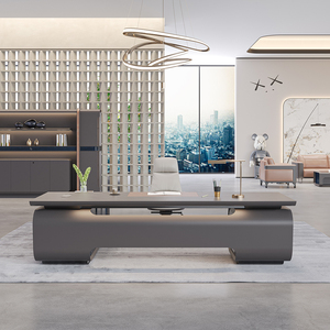 Hiện đại ông chủ Văn phòng đồ nội thất không dây sạc l-hình dạng thông minh Veneer sơn bảng sang trọng Điều hành Chủ Tịch CEO bàn văn phòng - Product Image 5