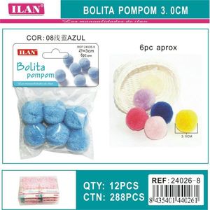 ILAN <b>Wool</b> Pompom 3.0 Cm Light Blue <b>Craft</b> Supply - Product Image 1