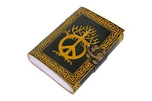 Diario in pelle goffrata fatto a mano Peace Of Sign Paper giallo celtico con diario in pelle nera quaderno da viaggio in pelle - Product Image 4