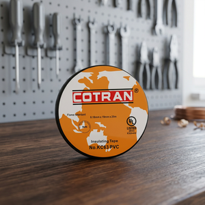 เทปพันสายไฟฟ้า PVC ทนไฟสีดำ Cotran Kc63 20 ม. กันน้ำ ทนอุณหภูมิสูง - Product Image 1