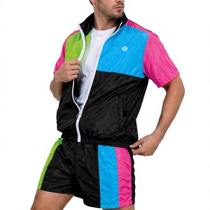 Custom Printed Zipper-Up Oversized Color Block Nylon windbreaker For <b>summer</b> Sweatsuit Jogger Short Anti-Wrinkle <b>Jacket</b> for <b>men</b> - Product Image 4