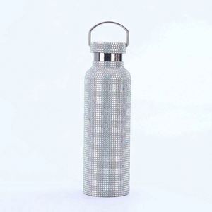 Glam Sparkle Stainless Steel Vacuum Water Bottle with Handle Travel <b>Flask</b> Pink Gold Silver Iridescent Finish - Product Image 3
