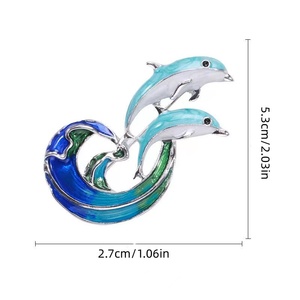 Broches de Delfín de Esmalte Azul para Mujeres y Parejas, Broche de Pesca Marina Encantador para Fiestas y Oficina, Broche de Doble Uso - Product Image 3