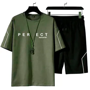 Individuelle Kleidung Markenhersteller Übergröße Herren Schwergewicht Kurzarm Sport Sommer Laufzeit Y2K T-Shirt-Sets für Herren Baumwolle