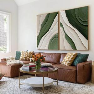 Arte Mural Abstracto Texturizado Verde Verdant Flow Diptych, Decoración de Pared Pintada a Mano, Cuadros Decorativos Medianos - Product Image 4