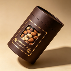 Boîte Cadeau Premium pour Noix, Emballage en Tube en Carton, Estampage à Chaud Doré, Carton Duplex Recyclable, Contenant Cadeau Artisanal - Product Image 4