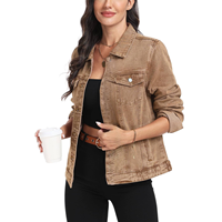Veste en jean matelassée pour femme, couleur unie, avec détails en peau de mouton, tissu en coton tissé, design imperméable, manches longues, légère