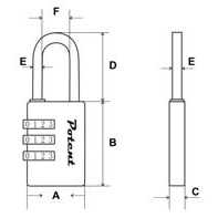 20mm 3-Digit Combination Brass Padlock 9020CO POTENT Travel Locks