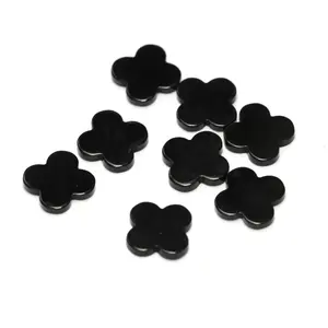 8-25mm High quality natural black onyx four leaf clover for necklace