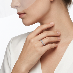 Ailmay Genuine 925 Sterling Silver Rhodium/Platinum Plated Zircon Simple Staggered Line Stackable Charm Finger Ring Women <b>Gift</b> - Product Image 3