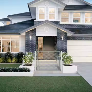 Porte de jardin Europe enduite de PVC vert de porte simple de barrière de grillage de lien de yard avec le poteau rond de serrure de sécurité - Product Image 4