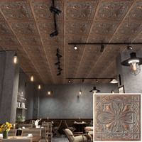 Carreaux de plafond en étain gaufré Panneaux muraux 3D modernes faciles à installer PVC météo cuivre PL10 forme carrée étanche pour décor d'hôtel