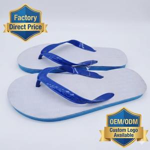 Factory Direct OEM ODM Simple White Blue <b>Flip</b> <b>Flops</b> Personalized Printed Strap Rubber Sole Casual Outdoor <b>Beach</b> Sandals - Product Image 2