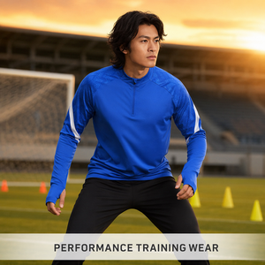 Maillot de football d'hiver à demi-zip et manches longues pour hommes et femmes, design color block, tenue d'entraînement pour les matchs et la course en extérieur - Product Image 3