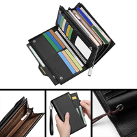 Dompet Pria Kulit Asli Gaya Panjang Baru Kapasitas Besar Tas Tangan Kulit Sapi Bisnis Modis untuk Surat Izin Mengemudi Pria