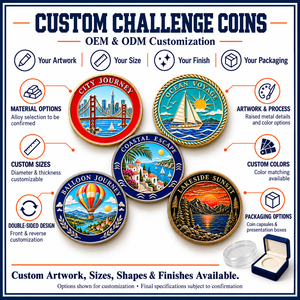 Custom Travel Souvenir Challenge Coins Colorful City Coastal Balloon Designs Metal Collectible Gifts OEM ODM - Product Image 4