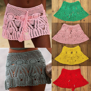 Robe de plage en <span class=keywords><strong>crochet</strong></span> 8 couleurs faite à la main Bikini maillot de bain surjupe - Product Image 1