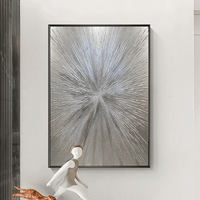 Peinture à l'huile abstraite moderne texturée épaisse, 100 % peinte à la main, lignes argentées et dorées, sur toile