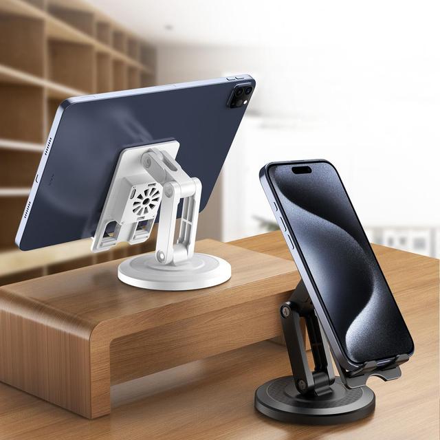 Mobile Phone Cooling Stand Flexible Rotatable Folding Tablet Stand with Fan Cooling and Adjustable Height for Desk Use