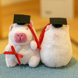 دمية كابيبارا على شكل قبعة طبيب، قلادة كابيبارا جديدة ولطيفة، لعبة قطيفة ناعمة، قلادة للحقائب، هدايا موسم التخرج، هدايا بالجملة - Product Image 2