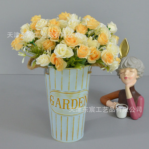 ช่อดอกกุหลาบประดิษฐ์ Dongchen Crafts 12 ดอก ดอกไม้ผ้าไหม สีขาว สีแชมเปญ สีส้ม สำหรับตกแต่งงานแต่งงาน ตกแต่งบ้าน - Product Image 4